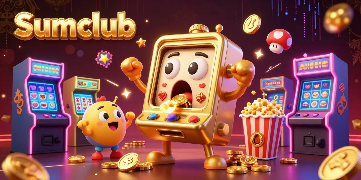 Experience the excitement at Sumclub with animated slot machines celebrating a jackpot win.