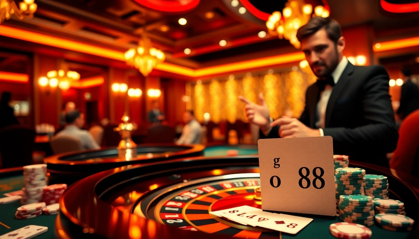Try your luck at the go 88 themed casino table surrounded by poker chips and cards.