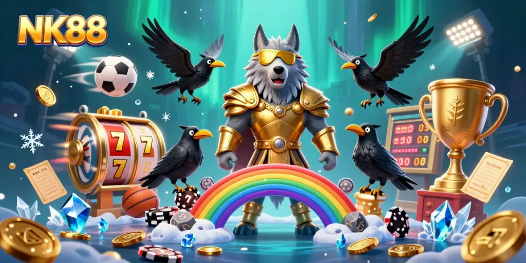 Experience thrilling NK88 gameplay with enchanted characters in a casino environment amidst dynamic elements.