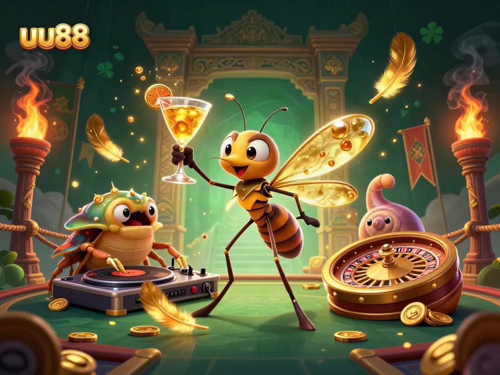Engage with uu88's thrilling casino experience featuring unique characters in a vibrant gaming scene.