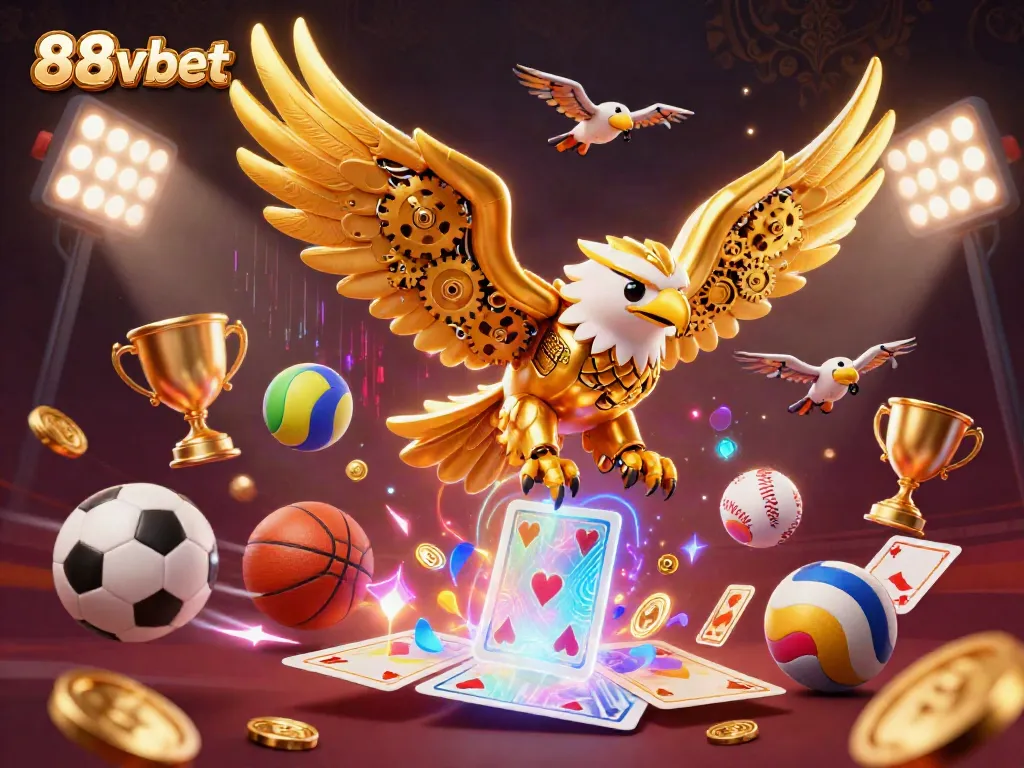 Experience thrilling sports betting with 88vbet in a vibrant 3D casino scene featuring dynamic characters and elements.