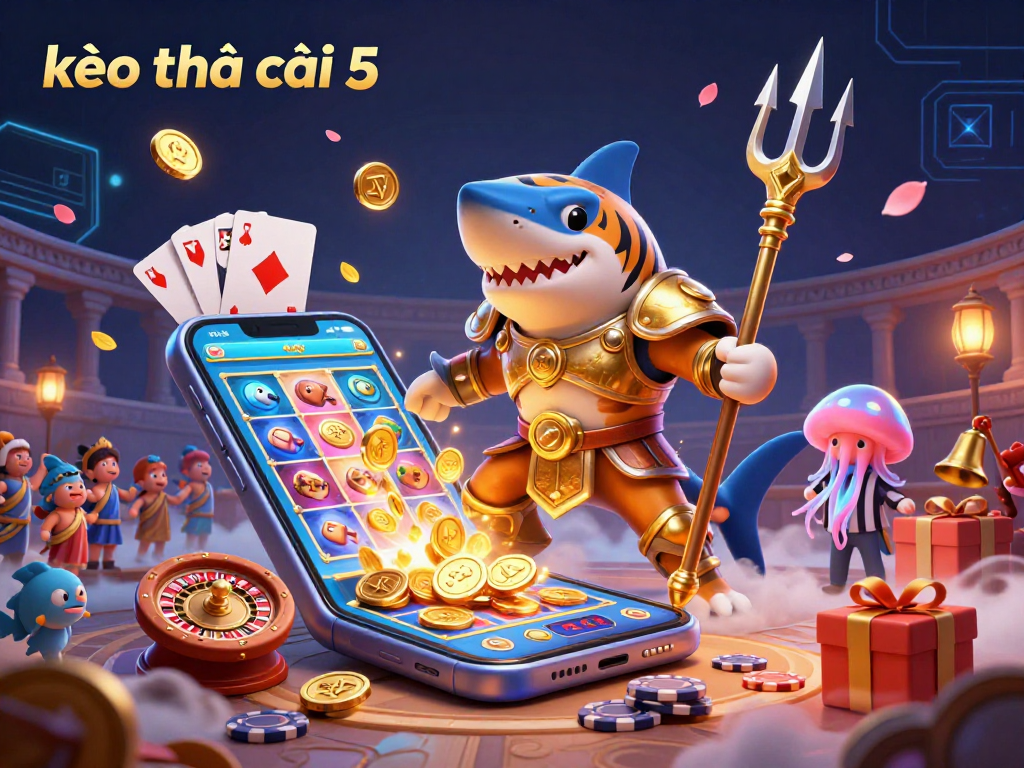 Engage with kèo nhà cái 5 through this vibrant underwater casino scene bustling with excitement.