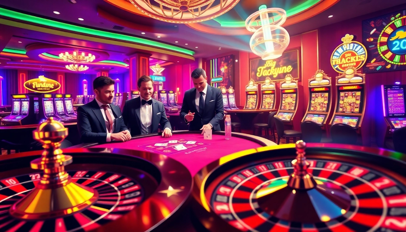 Experience the thrill of LuckyWin with sophisticated gambling elements in an exciting casino scene.