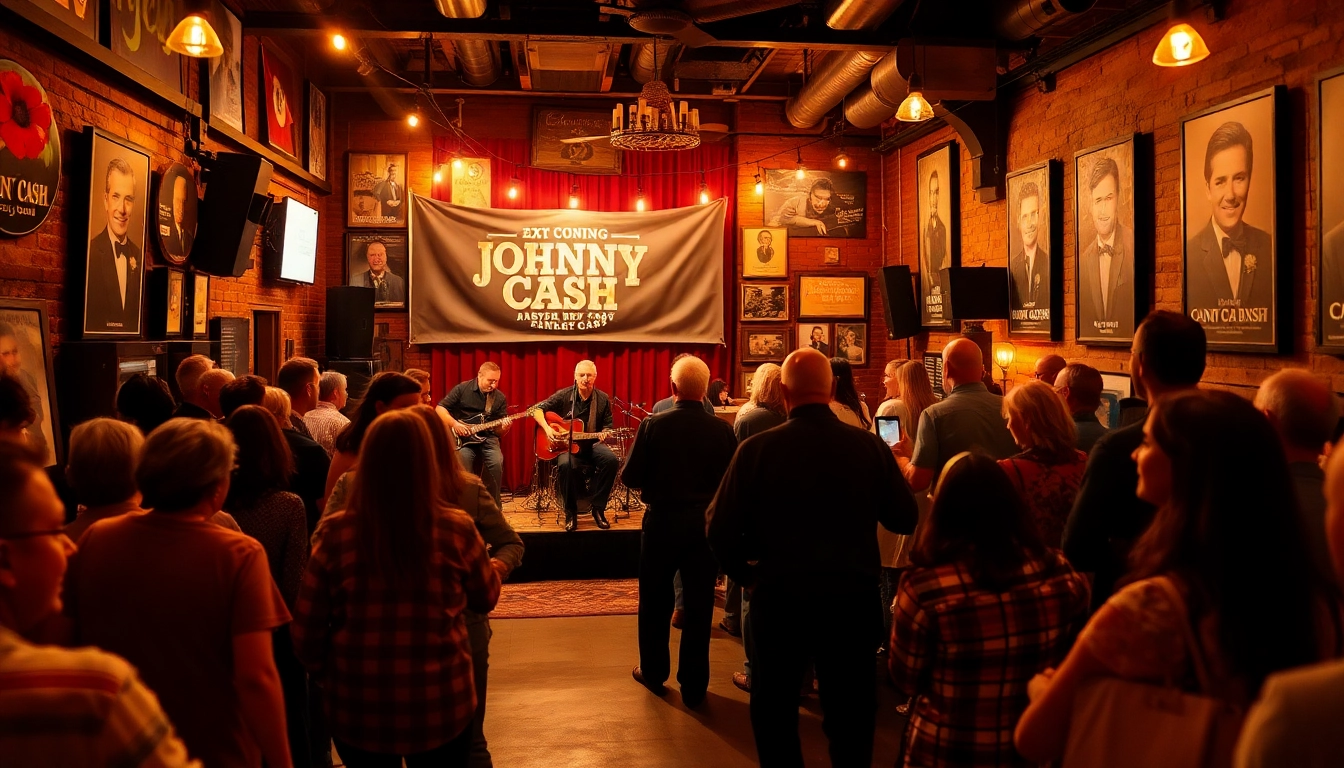 Celebrate at johnnycashbirthday.com with a lively atmosphere filled with fans and live music.