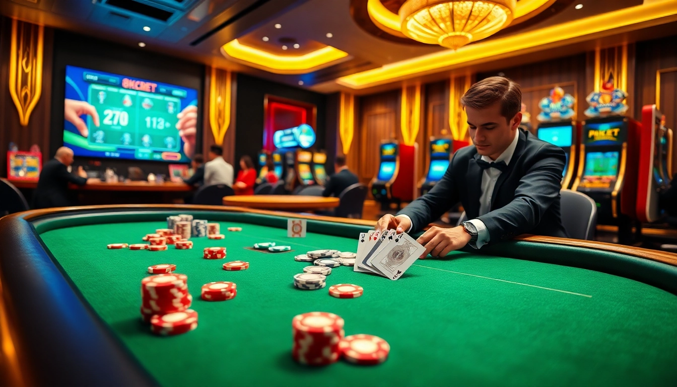 Nạp tiền 8KBET displayed on a vibrant casino interface showcasing poker and roulette games.