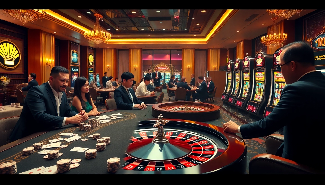 Experience the thrill of betting at nhà cái max88 with vibrant casino tables and players.