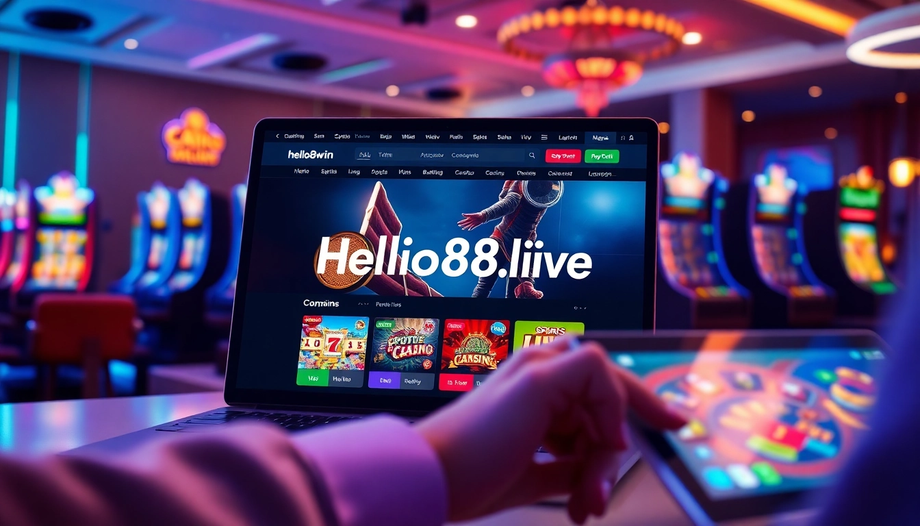 Exciting online gambling interface of hello88win.live showcasing vibrant slots and live casino action.