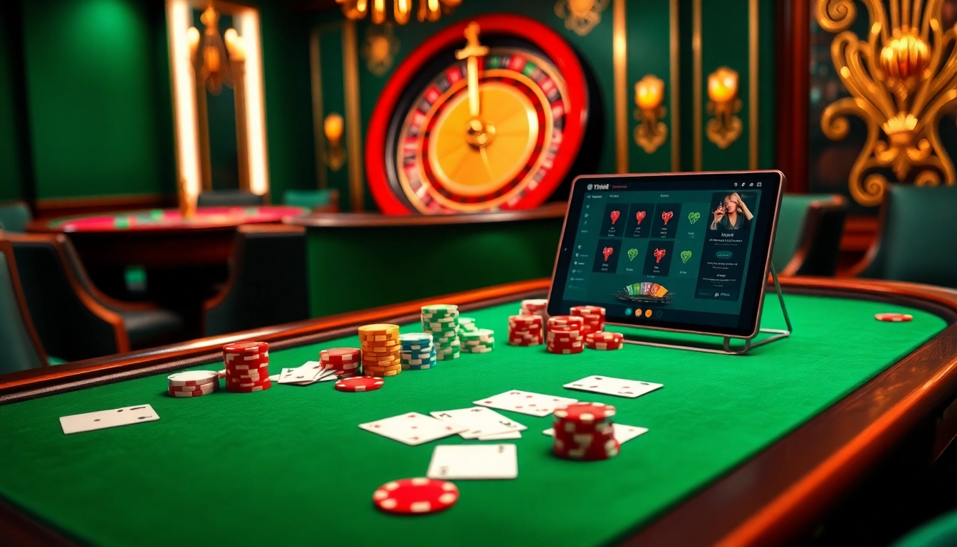 Experience the thrill of tr88 with vibrant poker chips and a luxurious casino setup.