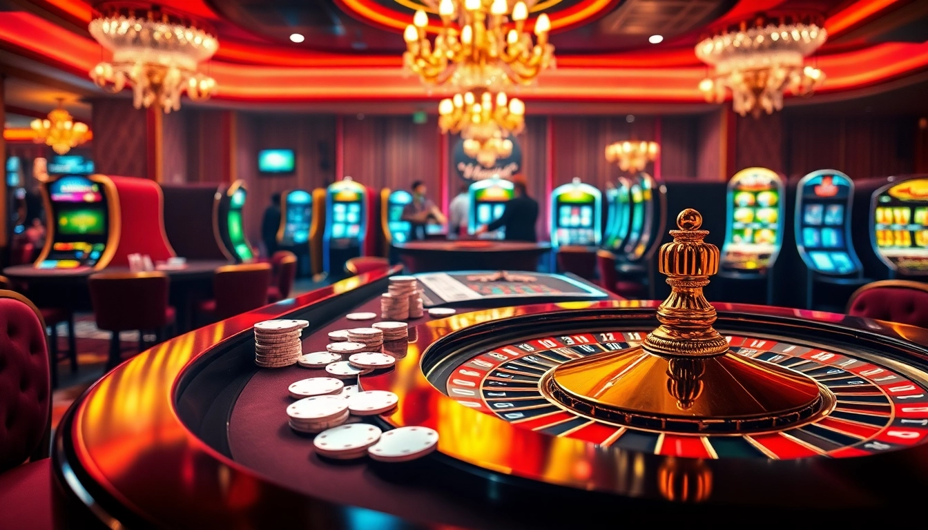 Engaging casino scene showcasing table games and slots reflecting uu88vn.com gaming experience.