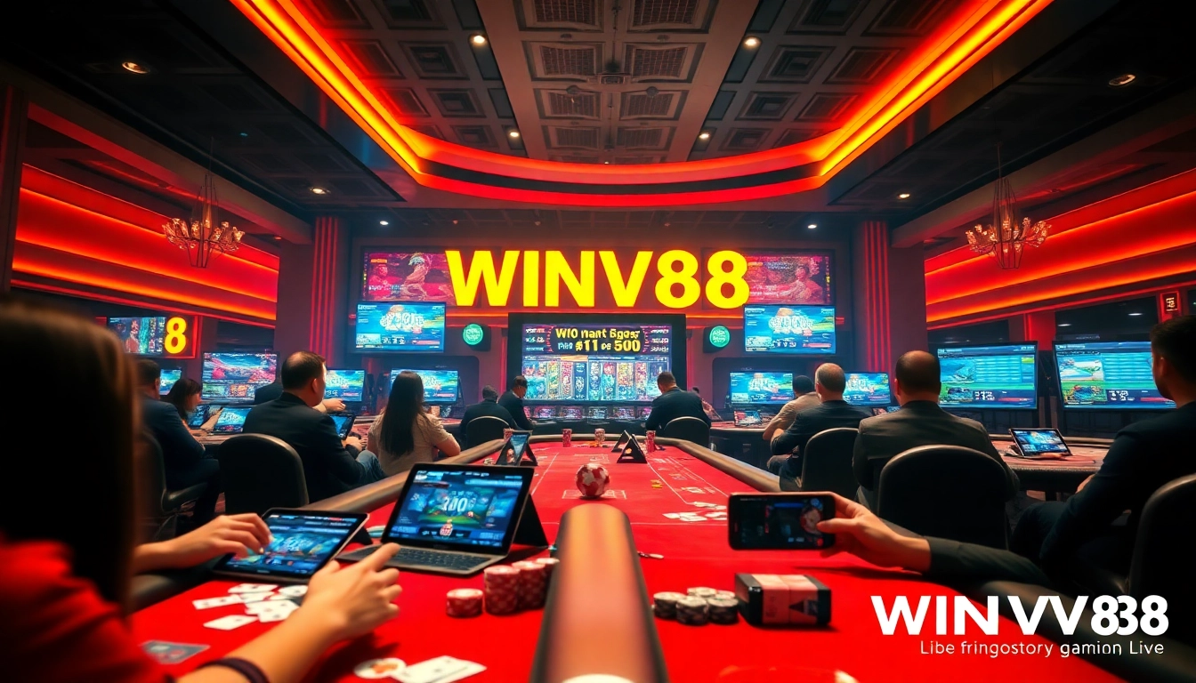 Engaging online gambling experience at winvn88.live showcasing virtual games and modern casino elements.